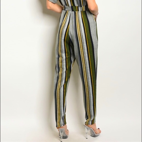 ❗️Last 1❗️OLIVE & GREY STRIPED JUMPSUIT! - Picture 4 of 4